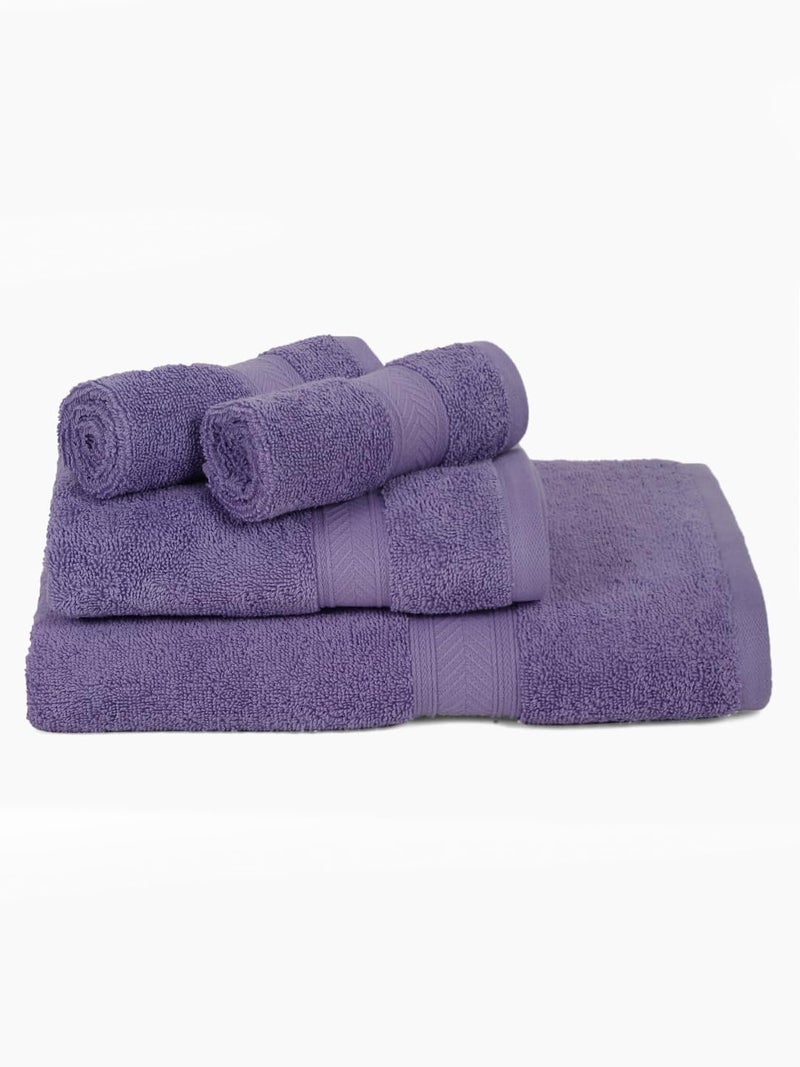 Casa Lino 4 Piece Bath Towel Set  1 Bath Towel  1 Wash Cloth  2 Hand Towels  Bathroom Essentials for New Home  100% Cotton Luxury Towels  Highly Absorbent Bathroom Set  Purple