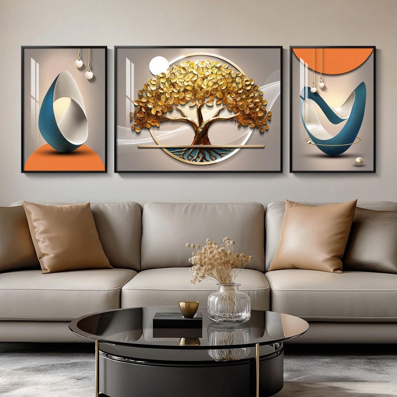 Cuspin Large Framed Modern Luxury Large Wall Art for Living Room Set of 3 Bright Style Abstract Paintings Artwork for Walls Contemporary Big Art Prints Pictures for Hallway Bedroom Dining Room Office Wall Decor