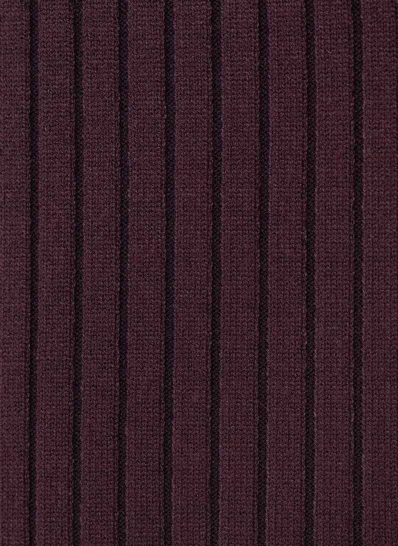 Lichi Rib-knit midi dress with triangular collar