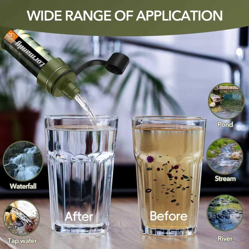 Lormandy Straw Water Filter - Portable Water Purifier, Water Filtration System, Reusable Water Straw Purification - Outdoor Emergency and Survival Gear for Hiking, Camping Accessories and Travel - Image 3