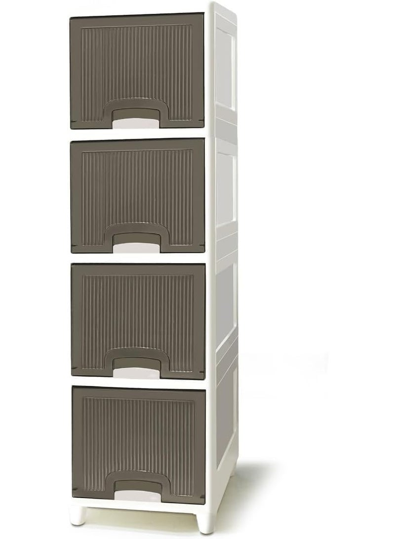 خزانة تخزين متعددة الاستخدامات بأدراج عميقة – تصميم أنيق يوفر مساحة إضافية لتنظيم الملابس والكتب والمستلزمات المنزلية (4 دور) - Image 1