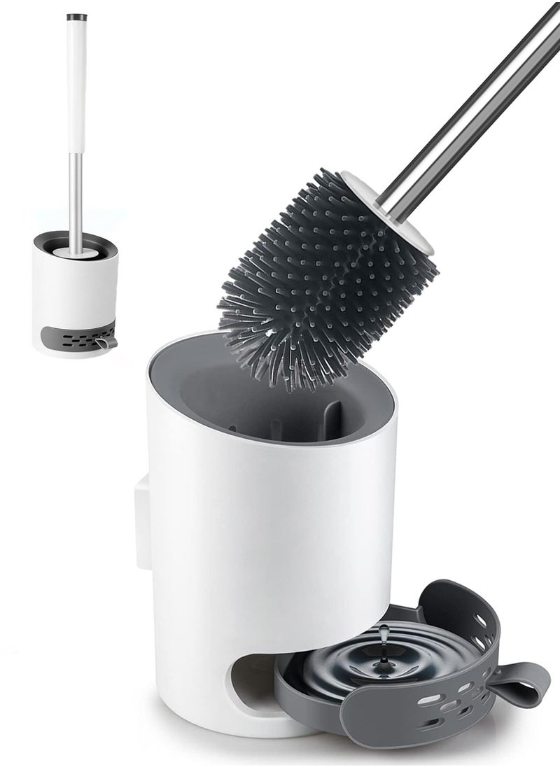 Relex Silicone Toilet Brush and Holder Set, Wall Mounted Toilet Cleaner Brush with Tweezers, Toilet Bowl Brush and Holder for Bathroom Organization  - Image 2