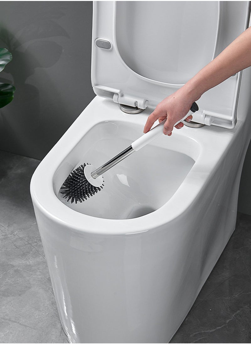 Relex Silicone Toilet Brush and Holder Set, Wall Mounted Toilet Cleaner Brush with Tweezers, Toilet Bowl Brush and Holder for Bathroom Organization  - Image 3