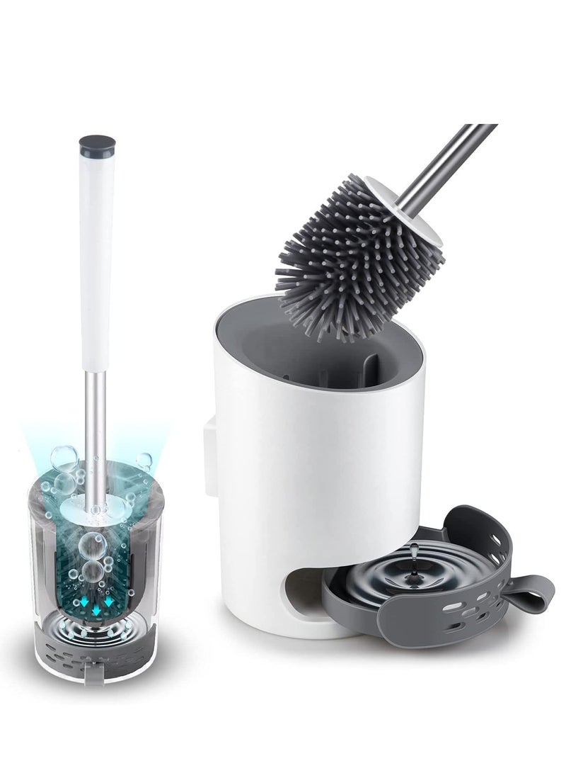 موثوقية التنبؤ طقم فرشاة وحامل فرشاة تواليت سيليكون، فرشاة تنظيف تواليت مثبتة على الحائط مع ملاقط، فرشاة وحامل فرشاة حوض المرحاض لتنظيم الحمام - Image 1