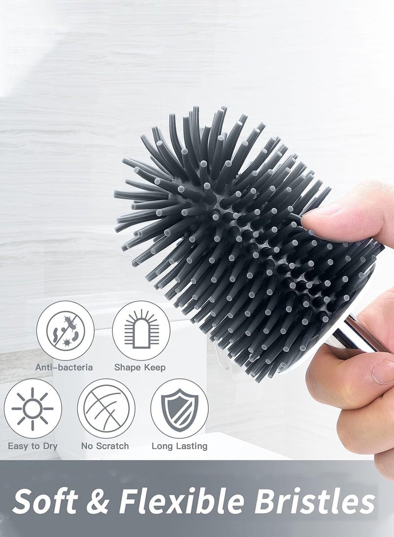 موثوقية التنبؤ طقم فرشاة وحامل فرشاة تواليت سيليكون، فرشاة تنظيف تواليت مثبتة على الحائط مع ملاقط، فرشاة وحامل فرشاة حوض المرحاض لتنظيم الحمام - Image 4