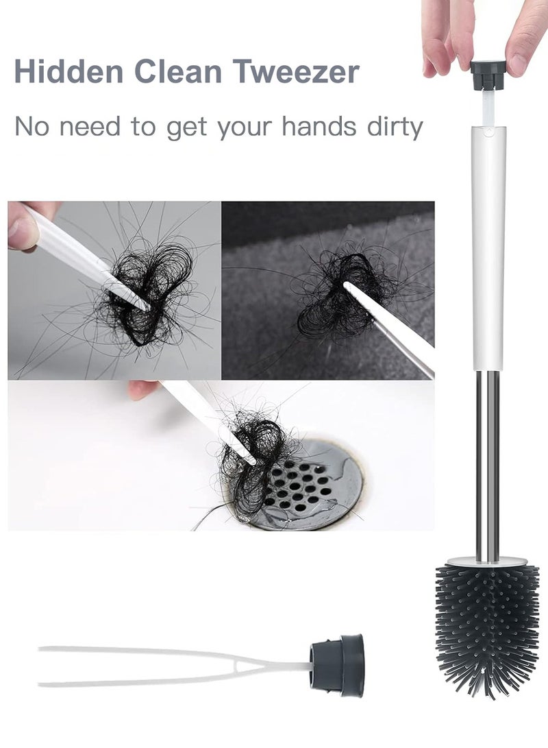 موثوقية التنبؤ طقم فرشاة وحامل فرشاة تواليت سيليكون، فرشاة تنظيف تواليت مثبتة على الحائط مع ملاقط، فرشاة وحامل فرشاة حوض المرحاض لتنظيم الحمام - Image 3