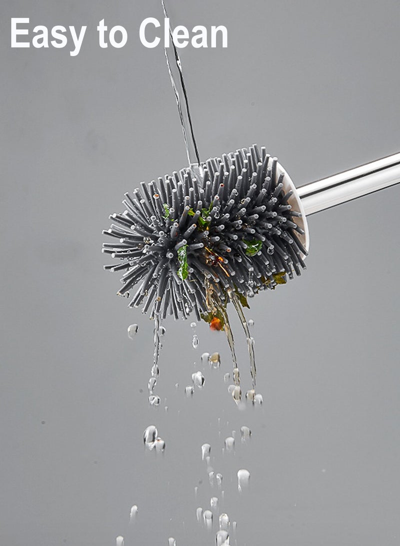 موثوقية التنبؤ طقم فرشاة وحامل فرشاة تواليت سيليكون، فرشاة تنظيف تواليت مثبتة على الحائط مع ملاقط، فرشاة وحامل فرشاة حوض المرحاض لتنظيم الحمام - Image 5