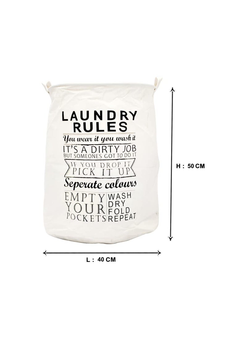 EZ Life - EZ Life Laundry Rules - Black, White Laundry Basket (40 x 50 cms) - 1 Pc - Image 1