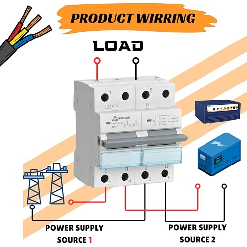 GADITES Dual Power Manual Control Transfer Switch, 100A (3-Phase) - Image 3