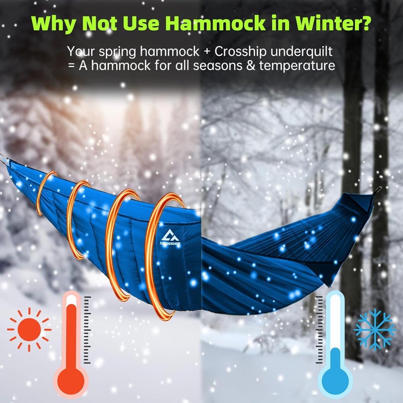 CROSSHIP Hammock Underquilt for Camping Hammock - Blue - Full Length Camping Quilt for Lightweight Soft Warm 3-4 Seasons 41-68°F, for Hiking Backpacking Traveling Beach (Hold Up to 500lbs) - Image 2