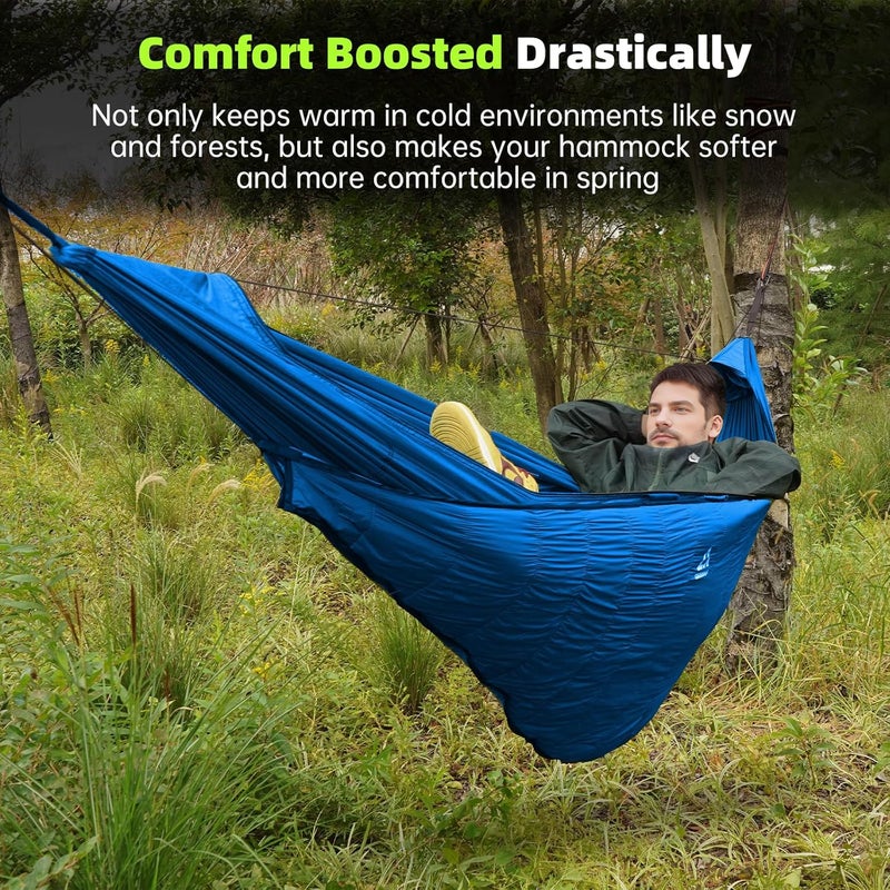 CROSSHIP Hammock Underquilt for Camping Hammock - Blue - Full Length Camping Quilt for Lightweight Soft Warm 3-4 Seasons 41-68°F, for Hiking Backpacking Traveling Beach (Hold Up to 500lbs) - Image 3