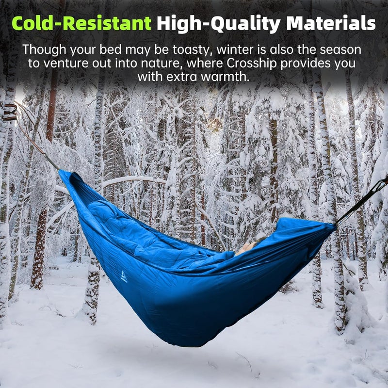 CROSSHIP Hammock Underquilt for Camping Hammock - Blue - Full Length Camping Quilt for Lightweight Soft Warm 3-4 Seasons 41-68°F, for Hiking Backpacking Traveling Beach (Hold Up to 500lbs) - Image 4