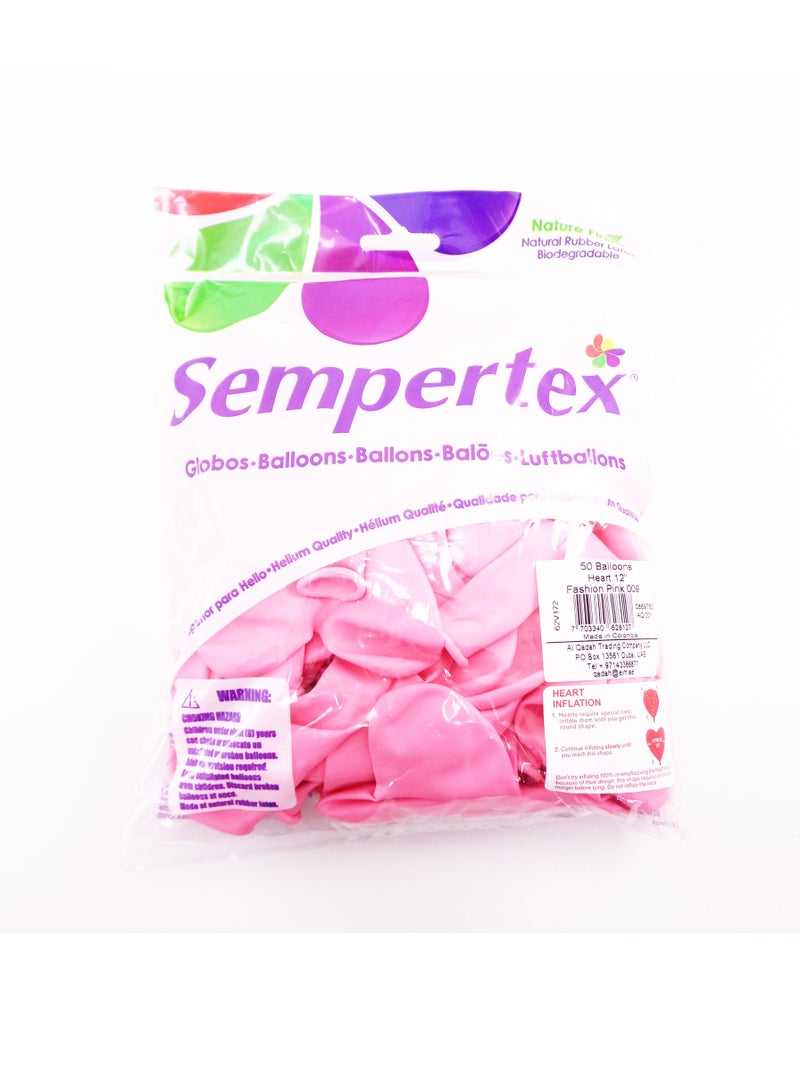 Sempertex 12-Inch Heart Latex Balloons Pink color - Image 2
