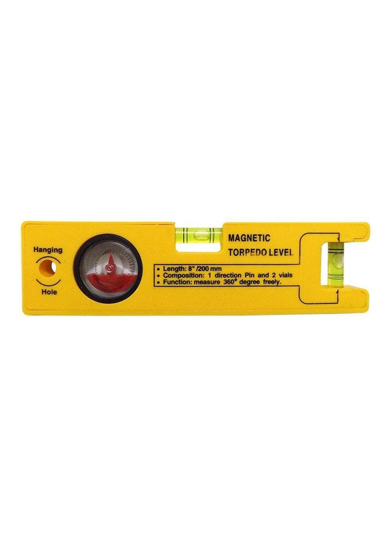 Truznet 8INCH MAGNETIC TORPEDO LEVEL WITH 1 DIRECTION PIN 2 VIALS AND 360 DEGREE VIEW  - Image 1