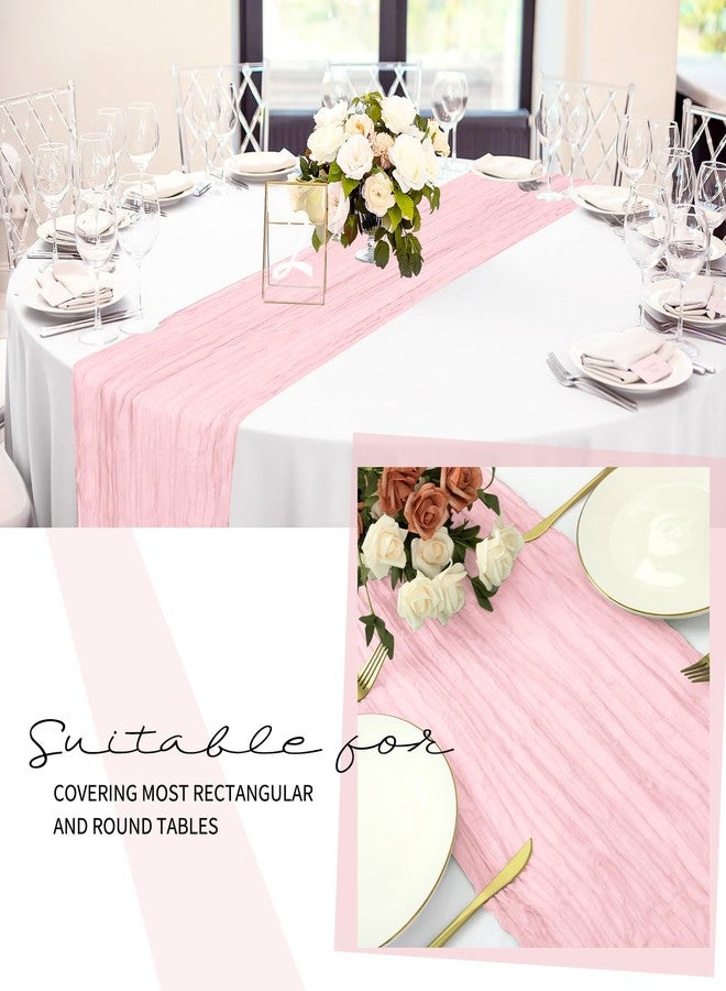 YMHPRIDE 12 Pack Cheesecloth Table Runner 20 x 120 inch Cheese Cloth Table Runner Bulk,Romantic Boho Sheer Gauze Fabric Table Runners for Wedding Reception,Party,Bridal Shower Table Decor(Light Pink) - Image 4