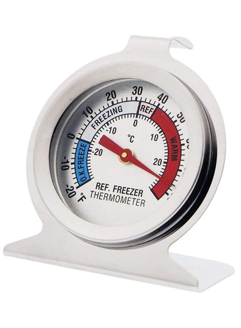 إي سي في في مقياس حرارة الثلاجة والفريزر من الفولاذ المقاوم للصدأ، نطاق -20 إلى 80 درجة فهرنهايت، مقياس معلق كبير الحجم للثلاجة والمطبخ والمطاعم - Image 1