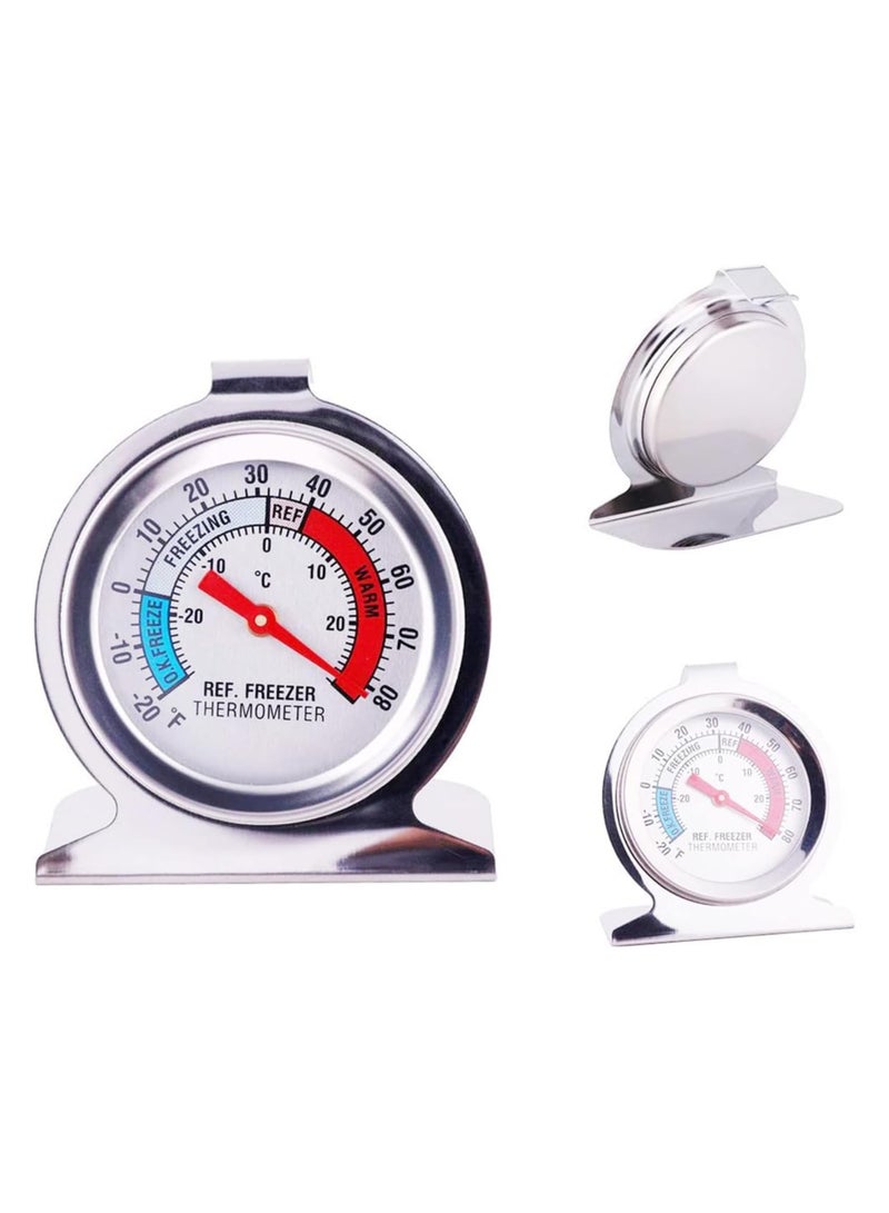 إي سي في في مقياس حرارة الثلاجة والفريزر من الفولاذ المقاوم للصدأ، نطاق -20 إلى 80 درجة فهرنهايت، مقياس معلق كبير الحجم للثلاجة والمطبخ والمطاعم - Image 2