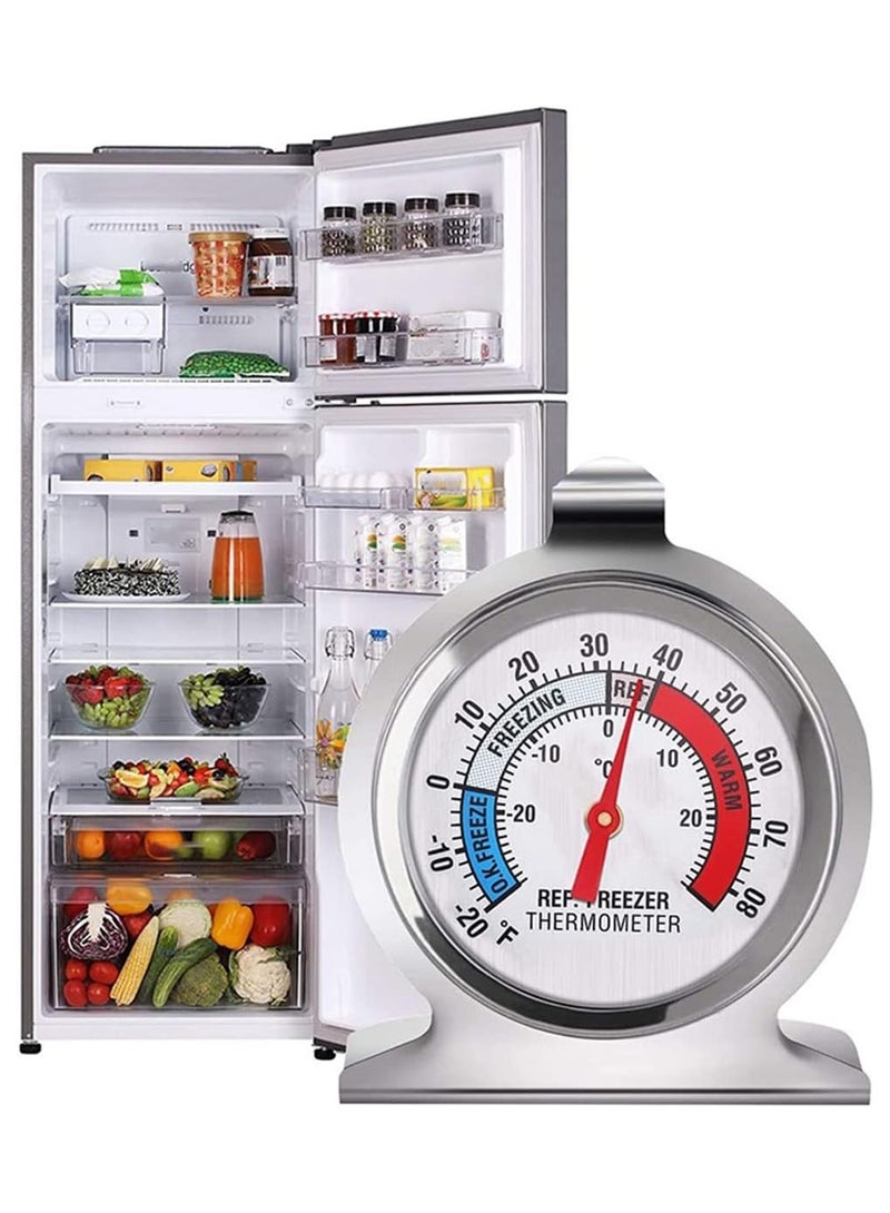 إي سي في في مقياس حرارة الثلاجة والفريزر من الفولاذ المقاوم للصدأ، نطاق -20 إلى 80 درجة فهرنهايت، مقياس معلق كبير الحجم للثلاجة والمطبخ والمطاعم - Image 4