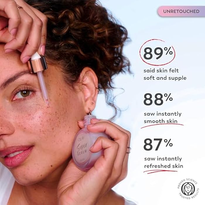 Olay Super Serum - Niacinamide, Vitamin C & E, Collagen Peptide, AHA - 5-in-1 Skin Care Benefits for Face - Healthy Glow, Brightening, Hydrating, Smoothing, Firming, Evens Tone, Anti-Aging, 1.0 Oz - Image 4