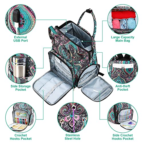 KOKNIT crochet bagknitting Backpack and Tote Bag Storage Bag Large capacity Yarn Storage Organizer Travel Crochet Bag Women Carrying Crochet Accessories Knitting Needles - Image 3