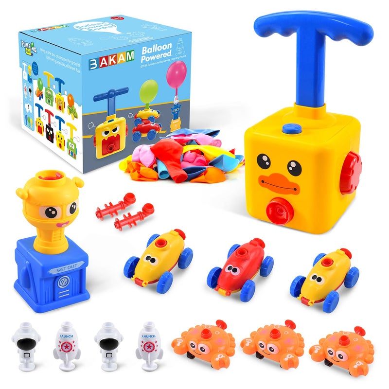 BAKAM Toddler Toys 34 for Boys Girls Balloon Launcher Powered Car Set Fun Toddlers STEM Toy Balloon Pump Cars Racer Kit for Kids 35 Duck - Image 2