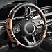 ZHOL Cow Print Car Steering Wheel Covers Breathable Microfiber Leather for Women and Men Universal 15 inch AntiSlip Steering Wheel Protector Black Brown - Image 2