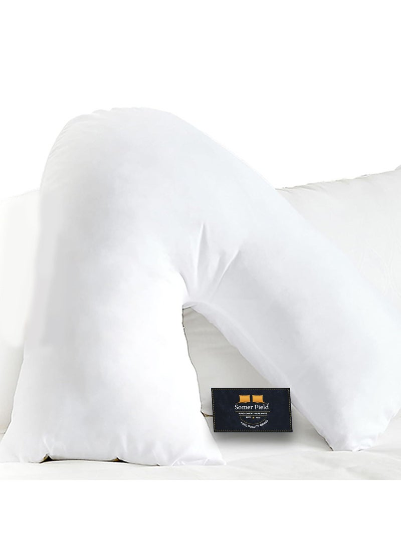 Somer Field - Soft Comfortable V Pillow + FREE Pillowcase, For Support During & After Pregnancy, For Extra Cushioning Support Can Also Be Used For Neck Head & Back, Best Buy - White - pzsku/ZF30C65DF6D2C04935DDEZ/45/_/1731133089/33717f0e-edf0-44eb-b517-7084a39c3aac