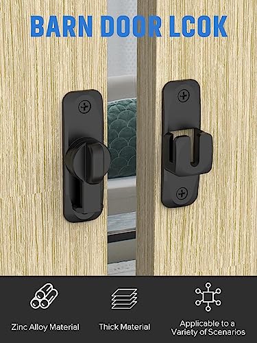 MeBantoo 90/180 Degree Flip Barn Door Lock, Protect Privacy - Security Sliding Door Latch, Small Gate Latches Hardware for Barn, Garden, Bathroom, Cabinet, Window (Black-1PC) - Image 2