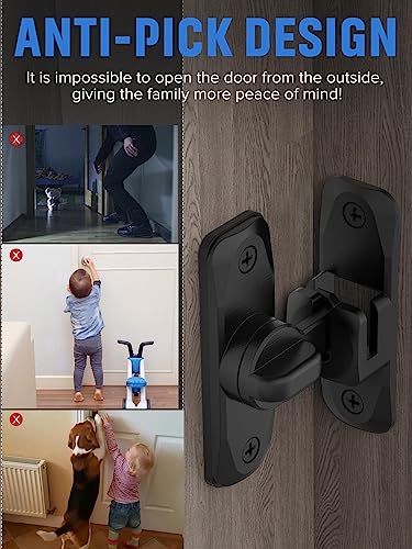 MeBantoo 90/180 Degree Flip Barn Door Lock, Protect Privacy - Security Sliding Door Latch, Small Gate Latches Hardware for Barn, Garden, Bathroom, Cabinet, Window (Black-1PC) - Image 3