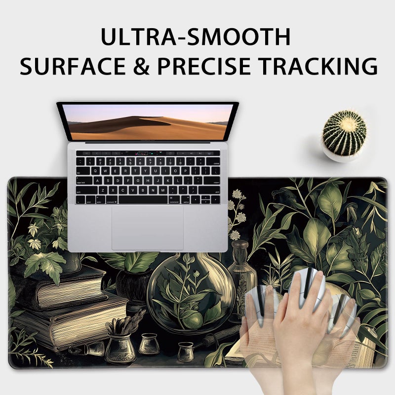 Mcapirivo Gothic Dark Botanical Large Gaming Mouse Pad 31.5"x15.7"ï½œXXL Desk Mat, Non-Slip Rubber Base & Stitched Edges - Extended Waterproof Mousepad for PC/Laptop/Office/Home Decor - Image 5