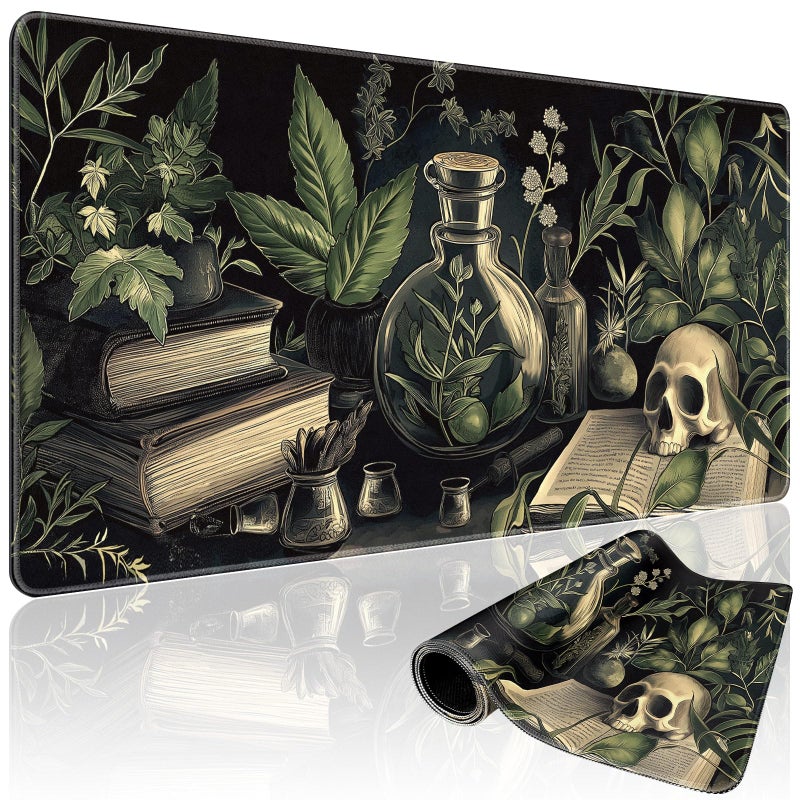 Mcapirivo Gothic Dark Botanical Large Gaming Mouse Pad 31.5"x15.7"ï½œXXL Desk Mat, Non-Slip Rubber Base & Stitched Edges - Extended Waterproof Mousepad for PC/Laptop/Office/Home Decor - Image 1