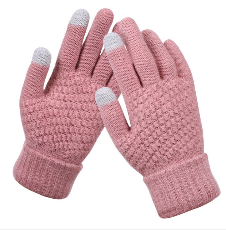 Touch Screen Gloves Women'S Winter Knitted Plus Velvet Jacquard Padded Non-Slip Warm Fashion Winter Gloves Manufacturers - Image 1