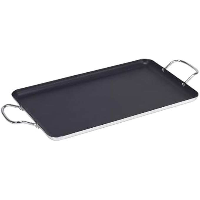 Imusa Usa Nonstick Stovetop Double Burner Griddle With Metal Handles 17Inch Black - Image 1