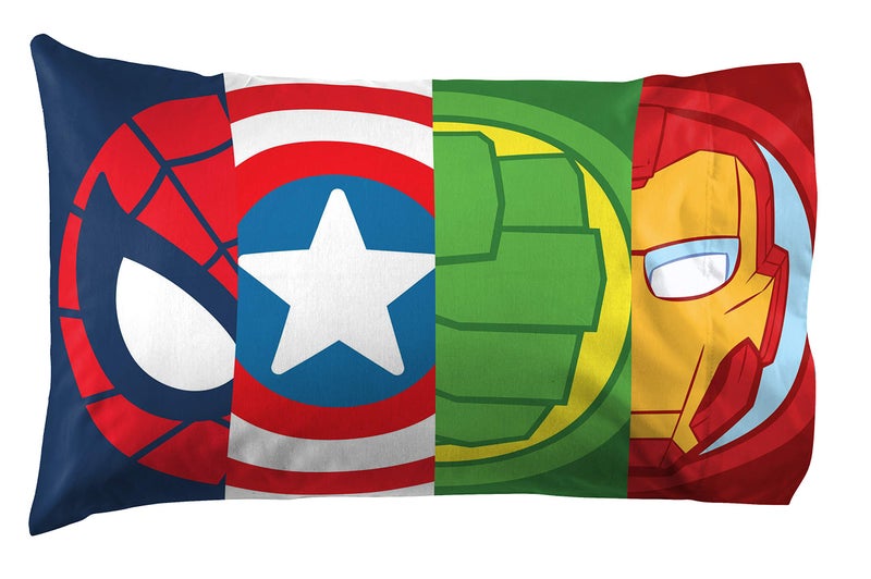 Jay Franco Marvel Super Hero Adventures Double Team 1 Pack Pillowcase - Double-Sided Kids Super Soft Bedding - Features The Avengers - Image 1