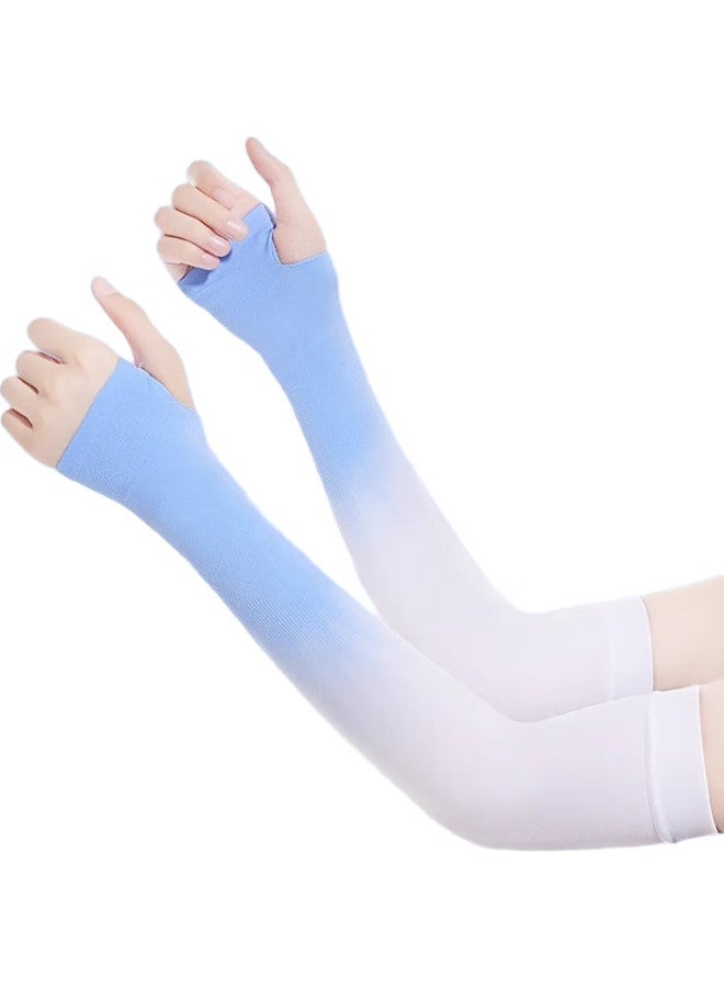 Ousen Ice Silk Arm Sleeves, Sun Protection, Uv Protection, For Men And Women, Summer Driving, Thin, Sports, Cycling, Gradient Arm Sleeves - Image 1