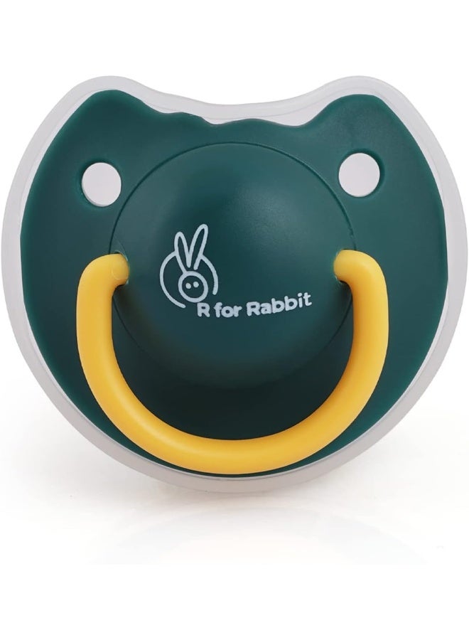 R for Rabbit Baby Tusky Pacifier Ultra Light Soft Silicone, Orthodontic Design, BPA-Free for Kids of 6 Months+ | Large | Green - Image 1