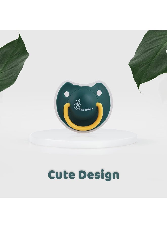 R for Rabbit Baby Tusky Pacifier Ultra Light Soft Silicone, Orthodontic Design, BPA-Free for Kids of 6 Months+ | Large | Green - Image 2