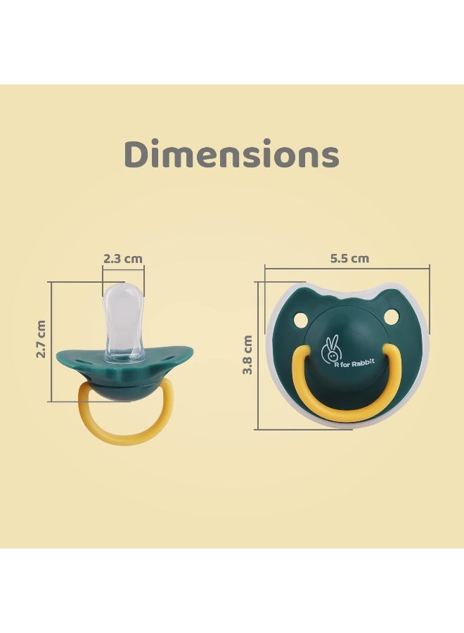 R for Rabbit Baby Tusky Pacifier Ultra Light Soft Silicone, Orthodontic Design, BPA-Free for Kids of 6 Months+ | Large | Green - Image 5