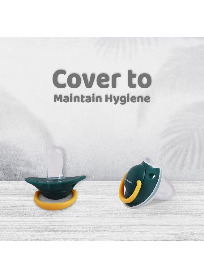 R for Rabbit Baby Tusky Pacifier Ultra Light Soft Silicone, Orthodontic Design, BPA-Free for Kids of 6 Months+ | Large | Green - Image 4