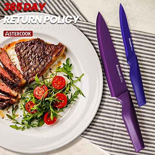 Astercook Knife Set, 12 Pcs Color-Coded Kitchen Knives Set, 6 Color Anti-Rust Coating Stainless Steel Chef Knife Sets with 6 Blade Guards Dishwasher Safe - Image 5