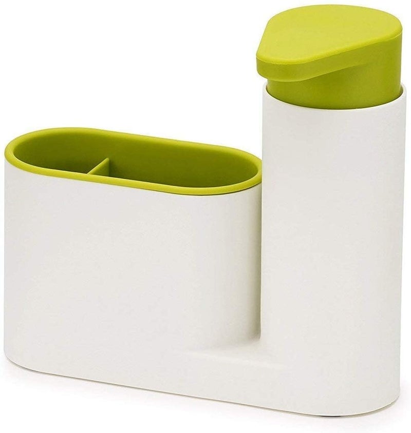 GETZET Plastic 2 in 1 Sink Tidy Set Stand for Kitchen & Bathroom Sink Storage Organizer Soap Holder, Brush & Liquid Pump Bottle Dispenser. (Multicolor) - Image 1