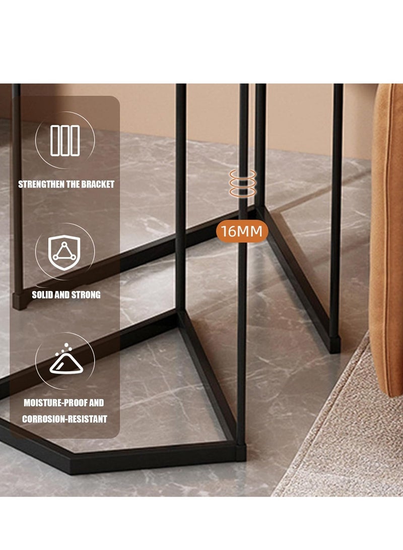 XiuWoo Set of 2 Modern Round Nesting Coffee Tables, Metal Frame and Tempered Glass Top, Elegant Living Room Accent Tables, Space-Saving Side Tables for Living Room or Bedroom - Image 5