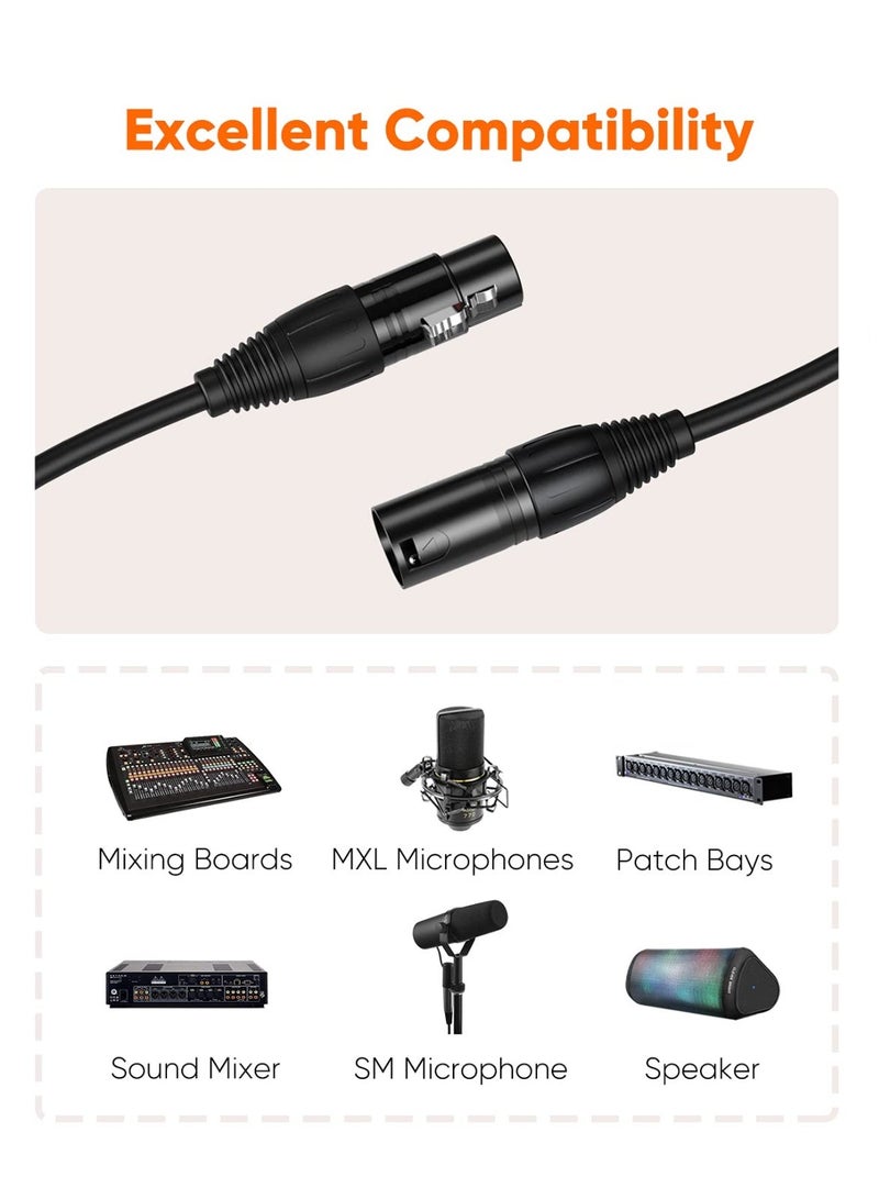 كابل ميكروفون XLR، كابل XLR بطول 1 متر، سلك تمديد XLR ذكر إلى أنثى، وصلة XLR لأنظمة الصوت الاحترافية، مسجلات الاستوديوهات، مضخمات الصوت، الخلاطات، مكبرات الصوت، أو أجهزة التسجيل الاحترافية، الخلاطات، ومضخمات الصوت. - Image 3