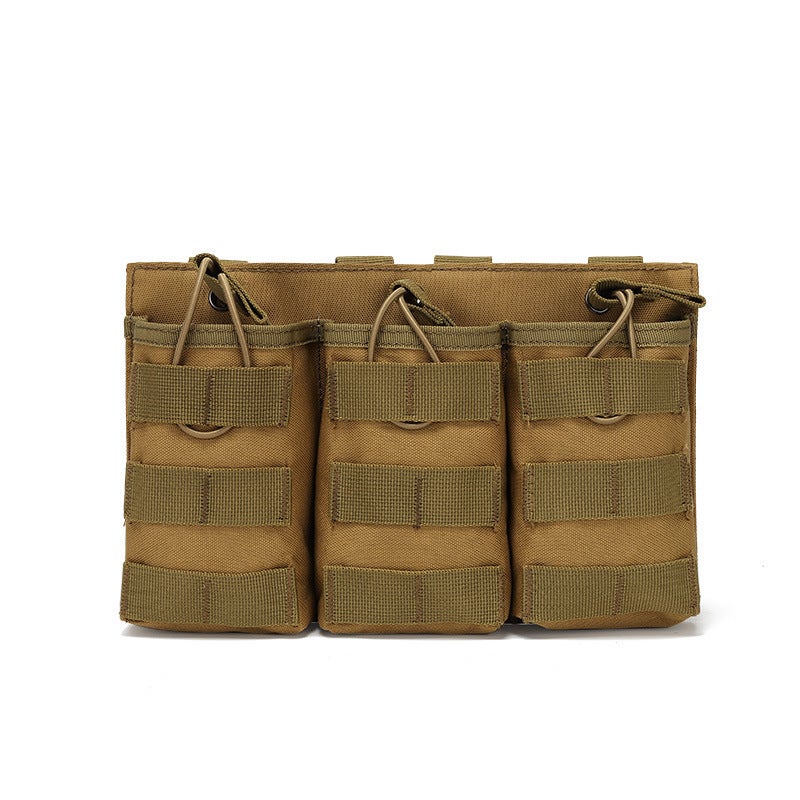 Triple Bag Field Molle Accessory Bag Tactical Sundries Triple Bag Storage Interphone Bag Khaki - Image 1