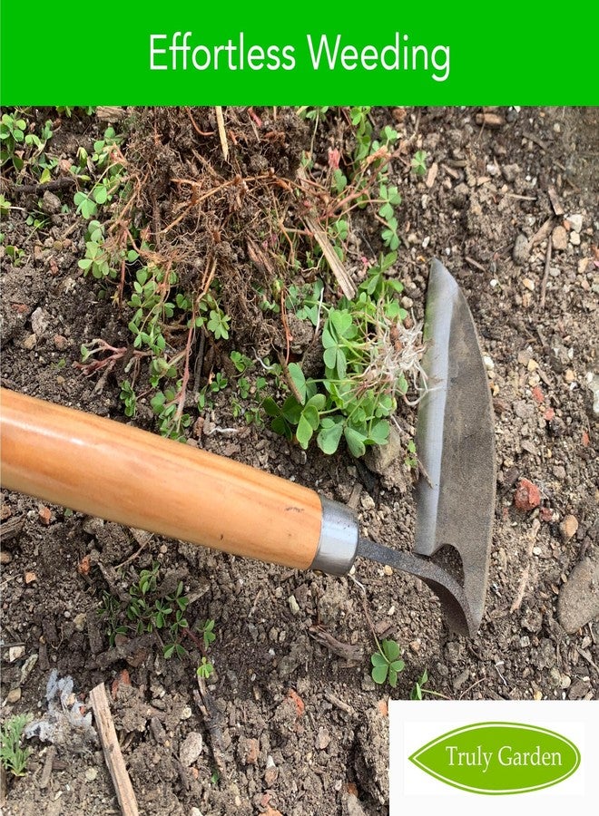 Truly Garden إزالة الأعشاب الضارة بسهولة تامة في الحديقة: منجل حاد يقطع الجذور ويوفر الوقت - مع غمد جلدي سميك وحجر شحذ - Image 2