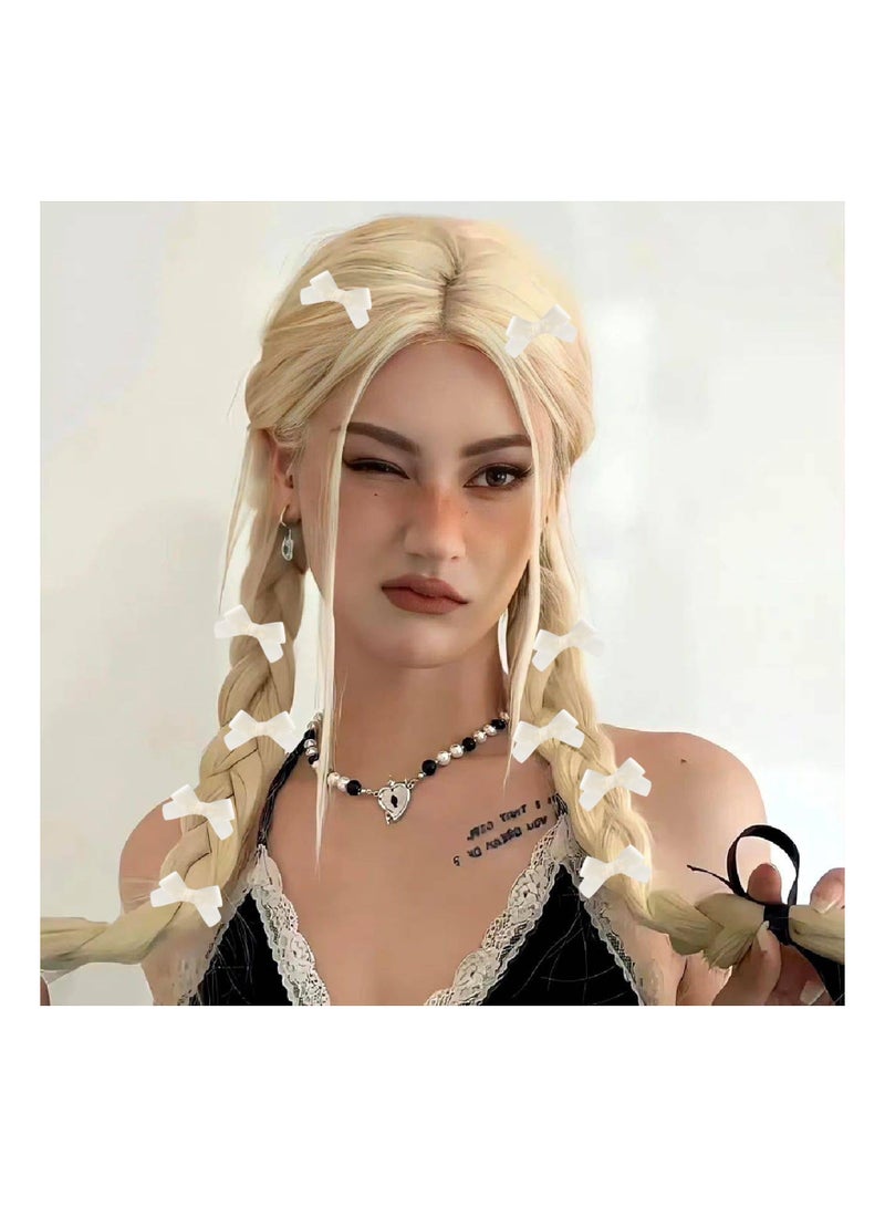 50 Pieces Mini Bowknot Hair Clips for Women Small Bow Solid Color Ribbon Alligator Girls Accessories Clip White - Image 4