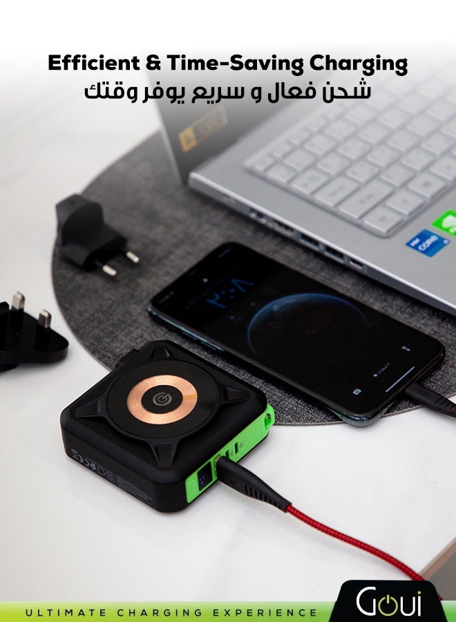 جوي باوربانك مبالا برو 10,000 ملي أمبير 3 في 1 بطارية متنقلة و شاحن لاسلكي و شاحن جداري سريع بقوة 20 واط – مزوّد بميزة الشحن المتزامن، شحن سريع لأجهزة آيفون، سامسونج، جالاكسي، ايباد برو، اير بودز، هواوي، الأجهزة اللوحية، أجهزة GPS، أجهزة بلوتوث، مشغلات MP3/MP4، و المزيد – تصميم مدمج ومريح للحصول على الطاقة الفورية في أي مكان. 10000 mAh - Image 3