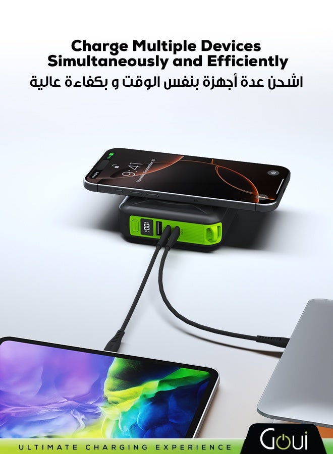جوي باوربانك مبالا برو 10,000 ملي أمبير 3 في 1 بطارية متنقلة و شاحن لاسلكي و شاحن جداري سريع بقوة 20 واط – مزوّد بميزة الشحن المتزامن، شحن سريع لأجهزة آيفون، سامسونج، جالاكسي، ايباد برو، اير بودز، هواوي، الأجهزة اللوحية، أجهزة GPS، أجهزة بلوتوث، مشغلات MP3/MP4، و المزيد – تصميم مدمج ومريح للحصول على الطاقة الفورية في أي مكان. 10000 mAh - Image 2