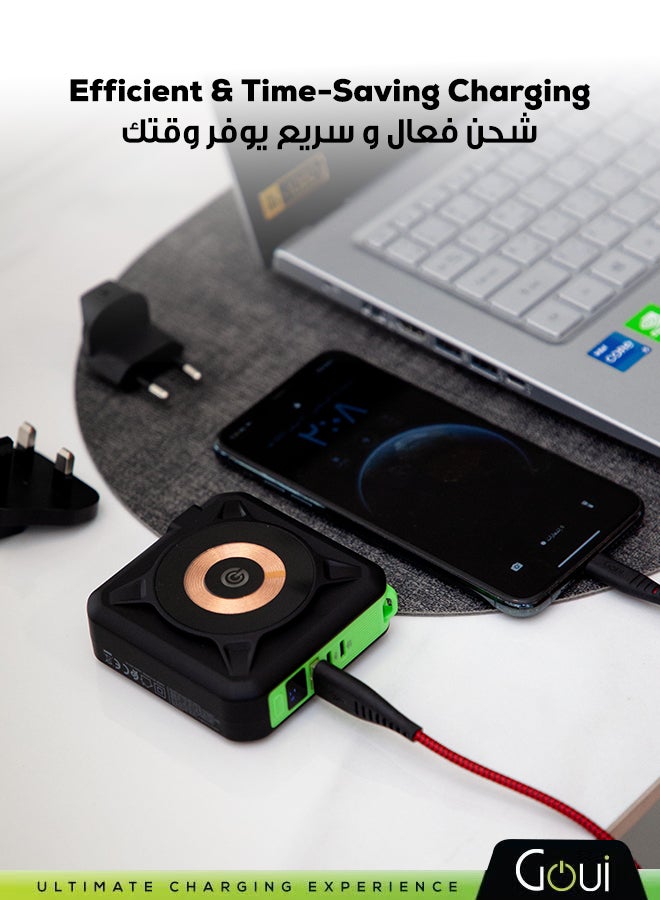 جوي باوربانك مبالا برو 10,000 ملي أمبير 3 في 1 بطارية متنقلة و شاحن لاسلكي و شاحن جداري سريع بقوة 20 واط – مزوّد بميزة الشحن المتزامن، شحن سريع لأجهزة آيفون، سامسونج، جالاكسي، ايباد برو، اير بودز، هواوي، الأجهزة اللوحية، أجهزة GPS، أجهزة بلوتوث، مشغلات MP3/MP4، و المزيد – تصميم مدمج ومريح للحصول على الطاقة الفورية في أي مكان. 10000 mAh - Image 4