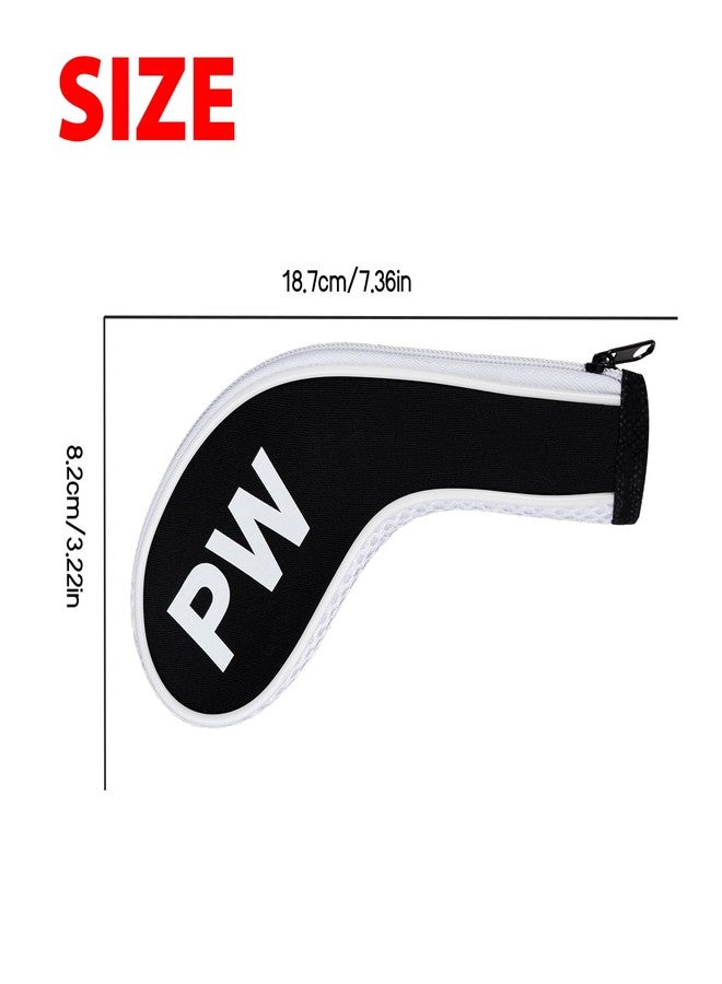 Andux 5Pack Golf Wedge Irons Club Head Covers NO. on Both Sides Long Neck with Zipper MT/S18 （Black/White） - Image 2